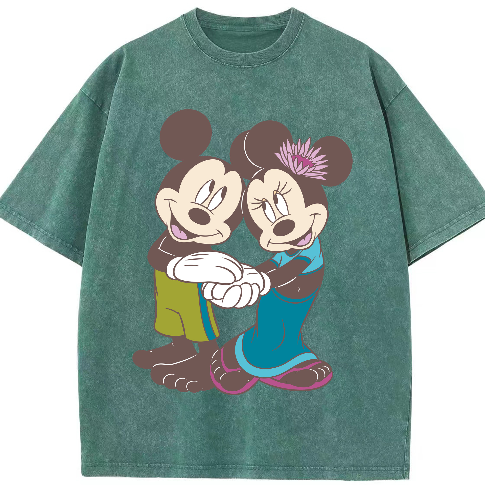 （画像用） ミッキーマウス Mickey Mouse 綿100% ヴィンテージ風 半袖Tシャツ（フロントプリント）
